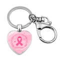 Pink ribbon heart keychain with Breast Cancer Awareness message and lobster clasp - Classic Wreath Ribbon (JY9434-5)