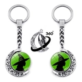 Detail of double-sided 360 rotating pendant with witch silhouette and crescent moon frame - Witch Silhouette Style (JY009516-1)