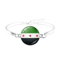 Adjustable silver bangle bracelet featuring the Syrian flag glass cabochon charm - Silver Open Bangle (Style 1)
