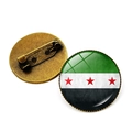 Syrian flag lapel pin with green white and black stripes and three red stars - Bronze