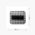 Macro detail of houndstooth square makeup puff with 54mm by 45mm size measurements - L Square Shape / Box Packaging