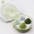 Katten-etui met vier groene make-up sponsjes in verschillende tinten - Matcha-serie