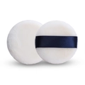 Lot de houppettes rondes en velours double face avec ruban de satin bleu foncé pour maquillage - 60*15mm
