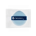 Light blue teardrop makeup sponge with navy MEGREZ ribbon in clear plastic bag - Light Blue Teardrop (Bagged)
