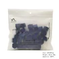 Detail of 30pcs dark blue square makeup sponges in a frosted zipper bag with dimensions - Hexagon / Large Edition / Glaze Blue