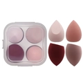 4-pack purple gradient makeup sponge set with transparent storage box and varied shapes - Square Case Style / Purple Gradient