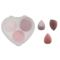 Purple gradient makeup sponge set with heart-shaped storage case and three blenders - Heart Case Style / Pink & Purple Series