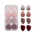 8-piece red gradient makeup sponge set with clear storage box featuring assorted shapes - Rectangular Case Style / Pink Gradient Tones