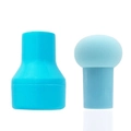 Éponge maquillage champignon bleue avec manche et étui de protection pour un teint parfait - Boîte de rangement incluse / Bleu ciel