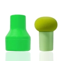 Detail of mushroom makeup sponge brush with protective case in light green shades - Storage Box Included / Bamboo Green