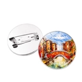 Künstlerische Venedig-Ölgemälde-Brosche mit Glaskuppel und silbernem Metall-Ansteckverschluss - Silber Stil 1 (银-1)