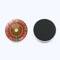 Front and back view of a 25mm roulette wheel crystal glass magnetic fridge sticker - Casino Roulette Style 6 (JY9492-6)