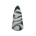 Detailed macro view of dual-color marble pattern makeup sponge with soft cone-shaped texture - Bulk/Loose Packaging / Black & Gray
