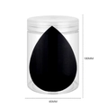 Black teardrop makeup sponge in transparent storage cylinder, 100mm height and 65mm width - With Transparent Jar / Extra Large Teardrop / Black