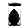 Black teardrop makeup sponge with a clear cylindrical storage case for dust protection - Classic Teardrop Boxed / Black
