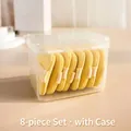 Set of 8 yellow makeup sponges in a clear storage box for wet and dry cosmetic use - Sponges And Storage Box / Yellow