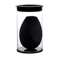 Black teardrop makeup sponge sponge in a premium transparent cylindrical storage case - Three-cut Shape Boxed / Black