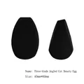 Black slanted makeup sponge set with three-sided and teardrop cuts, 40mm x 60mm size - Three-cut Shape Bulk / Black