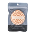 Detail of Rubycell makeup puff with orange grid pattern in frosted packaging bag - Orange Lattice Geometric (Bagged)