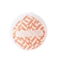 Macro view of round rubycell cushion puff with orange pattern in a clear storage box - Orange Lattice Geometric (Single Boxed)
