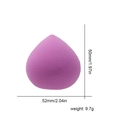 Detailed dimensions of the purple teardrop makeup sponge measuring 52mm by 50mm - (minor Flaws In Overstock) Light Purple Peach Beauty Blender Unpackaged.