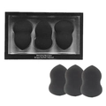 Black makeup sponge set including 3 teardrop blenders and a black window display box - Gourd Shape Set of 3 / Black