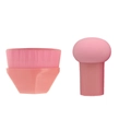 Roze foundationkwast en paddenstoelvormige sponsset met geometrisch handvat - Transparante OPP-zakverpakking / Roze Met Champignon Puff