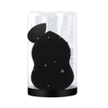 Black pear-shaped makeup sponge with ALYAN engraving in a clear cylindrical storage case - Snowflake Cylinder Gourd + Mini / Black