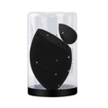 Set of two black makeup sponges with olive and teardrop shapes in a clear storage tube - Snowflake Cylinder Slanted + Mini / Black