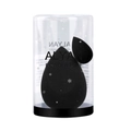 Two-piece black teardrop makeup sponge set in a transparent cylindrical storage case - Snowflake Cylinder One-cut + Mini / Black