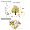 Autumn forest wall decal set with golden tree and animals measuring 190x140cm - Autumn Forest Animals (M16125-YJ)