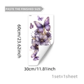 Stickers muraux autocollants fleurs et papillons violets pour chambre d'enfant 30x60cm - Style Papillon Fleur Violette (M18698)