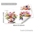 Floral potted plant wall stickers in retro style for living room bedroom decor, set of 2 - M18704(30*60cm*2pcs)