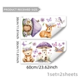Cartoon purple mushroom house and forest animals self-adhesive wall stickers for kids room - Purple Forest Animals (30*60cm*2 Sheets)
