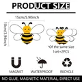Lot de 2 magnets décoratifs abeille cartoon de 15x10cm avec un design magnétique et étanche - Autocollant Magnétique Petite Abeille / 15x10cm