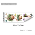 Stickers muraux fleurs en pot et papillons colorés pour décoration de salon - 30x90cm (1 pièce)