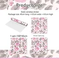Floral static window sticker with purple rose and butterfly pattern, 45x100cm size chart - Pink Purple Rose Butterfly (BD10029) / 45*100cm