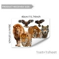 Wild animal window stickers featuring lion tiger and eagle patterns in 40x30cm sheet - Realistic Wildlife Group (D16032-YJ) / 30*40cm