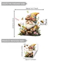 Sticker WC gnome avec guide des tailles, décor fleurs et abeilles, dimensions 36x31cm - Style de fleur de pieu en bois (M13559-KN)