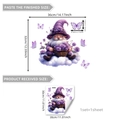 Détail de stickers muraux gnome violet et papillons avec dimensions précises - Style nuage rose violette (M13560-KN)
