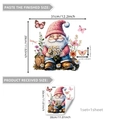 Plan de dimensions détaillé pour stickers muraux gnomes avec mesures de pose finales - Style marguerite papillon rose (M13561-KN)