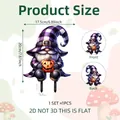Dimensioni dettagliate del picchetto da giardino 2D di Halloween con 17,5 cm di larghezza - Gnomo con Cappello a Quadri Viola (DC10003)