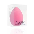 Pink teardrop beauty sponge in a clear protective storage case for makeup - Pink