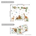 Jungle animals wall decal set with watercolor tiger and giraffe for kids room decor - 30*90cm*3pcs