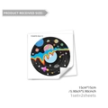 Detailed view of two 15cm luminous space record wall stickers with planet and rocket motifs - Starry Sky Record Style (YCG6078-NL) / Two Sheets