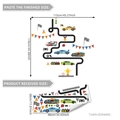 Racing car and track wall stickers set with race flags for kids bedroom decor - B16027-YJ (30x90cm x 2 Pieces)
