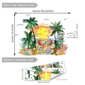 Self-adhesive beach sunset wall stickers with cartoon animals and palm trees for kids room - Beach Animal Style (M16541-KX)