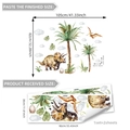 Watercolor dinosaur and palm tree wall decal set for children bedroom decor 105x82cm - Triceratops and Palm Trees Style (B18007) / 30x90cm