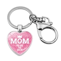 Detail of pink heart keychain with Mom You Are The Queen crown design and lobster clasp - Pink Crown Queen Mom Design (JY9573-8)
