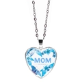 Collana cuore argento per festa della mamma con farfalla blu e incisione MOM centrale - Stile Floreale Farfalla Blu (JY9572-1)